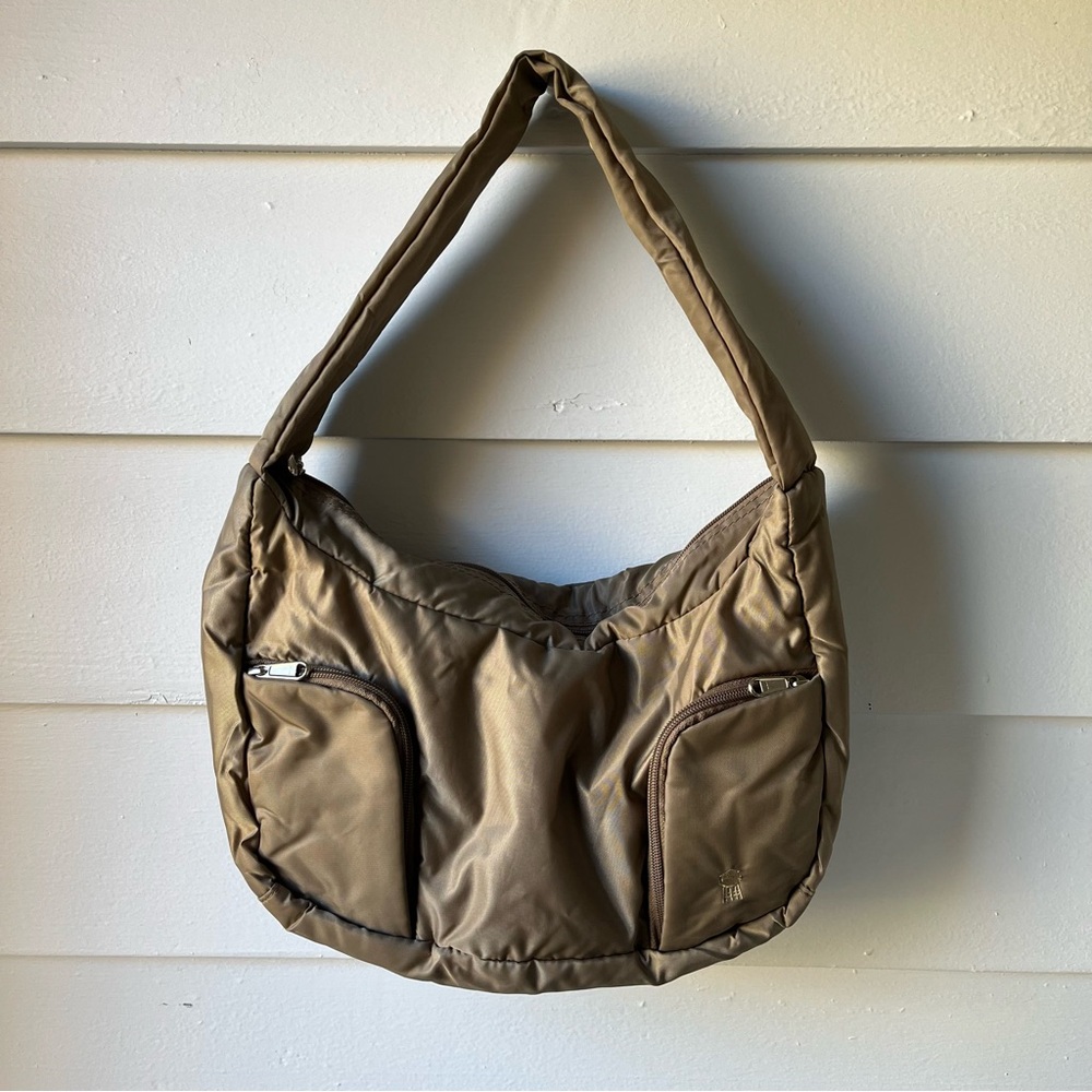 Vintage Light Brown Puffer Shoulder Bag